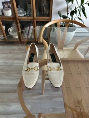 Vintage Attilio Lombardi Genuine Leather   Loafers with Gold Hardware